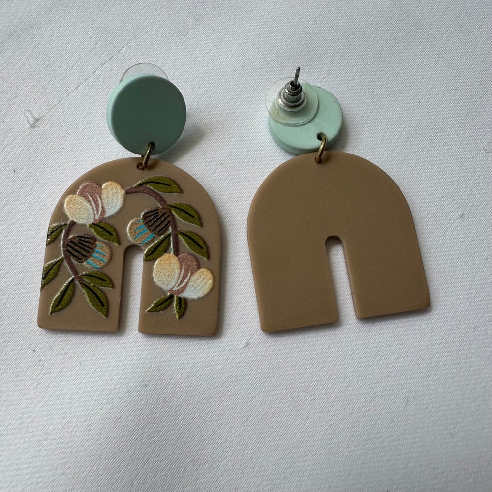 Floral Dangle Earrings Statement Fashion Earrings Cute Trendy - Picture 5 of 6